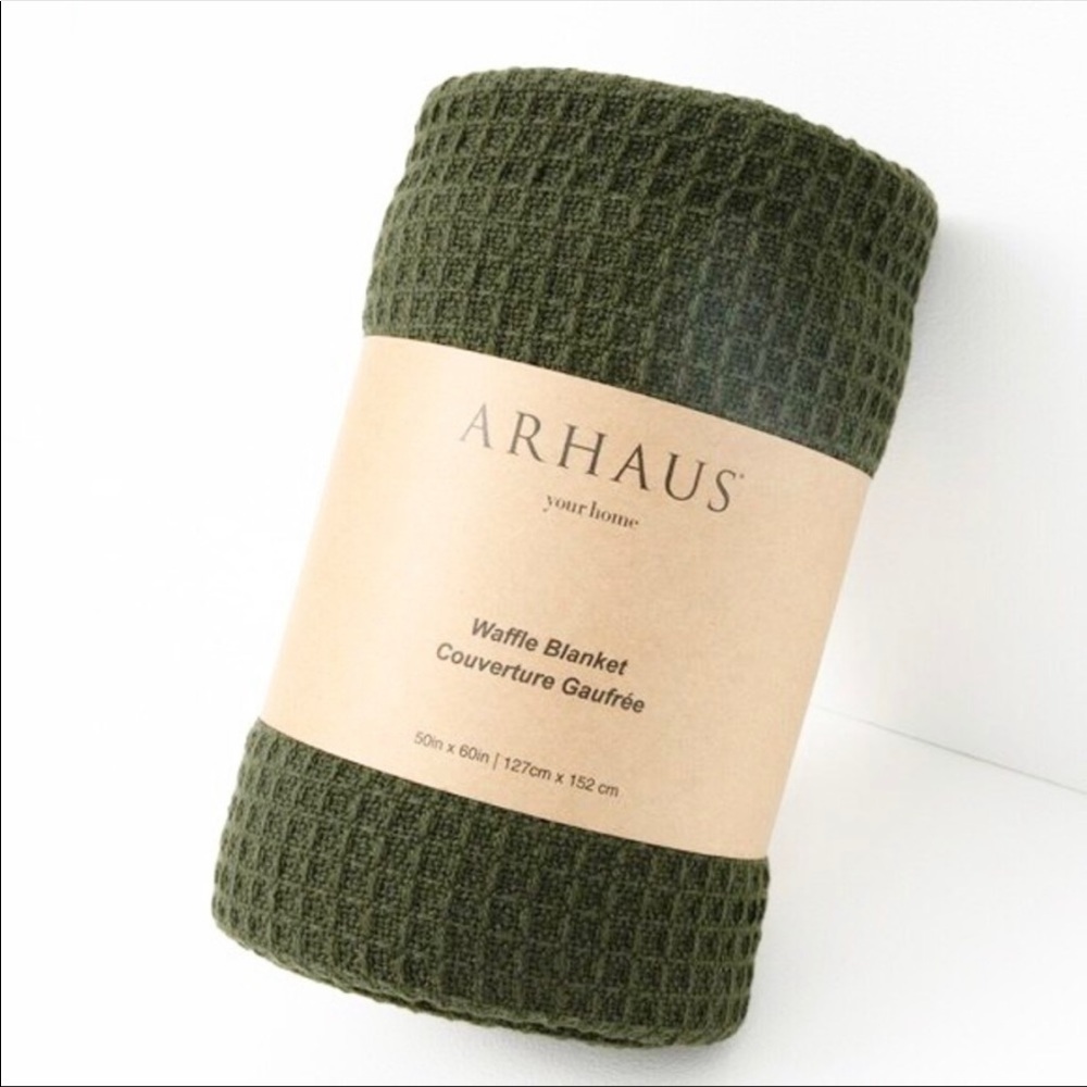 Green waffle knit blanket